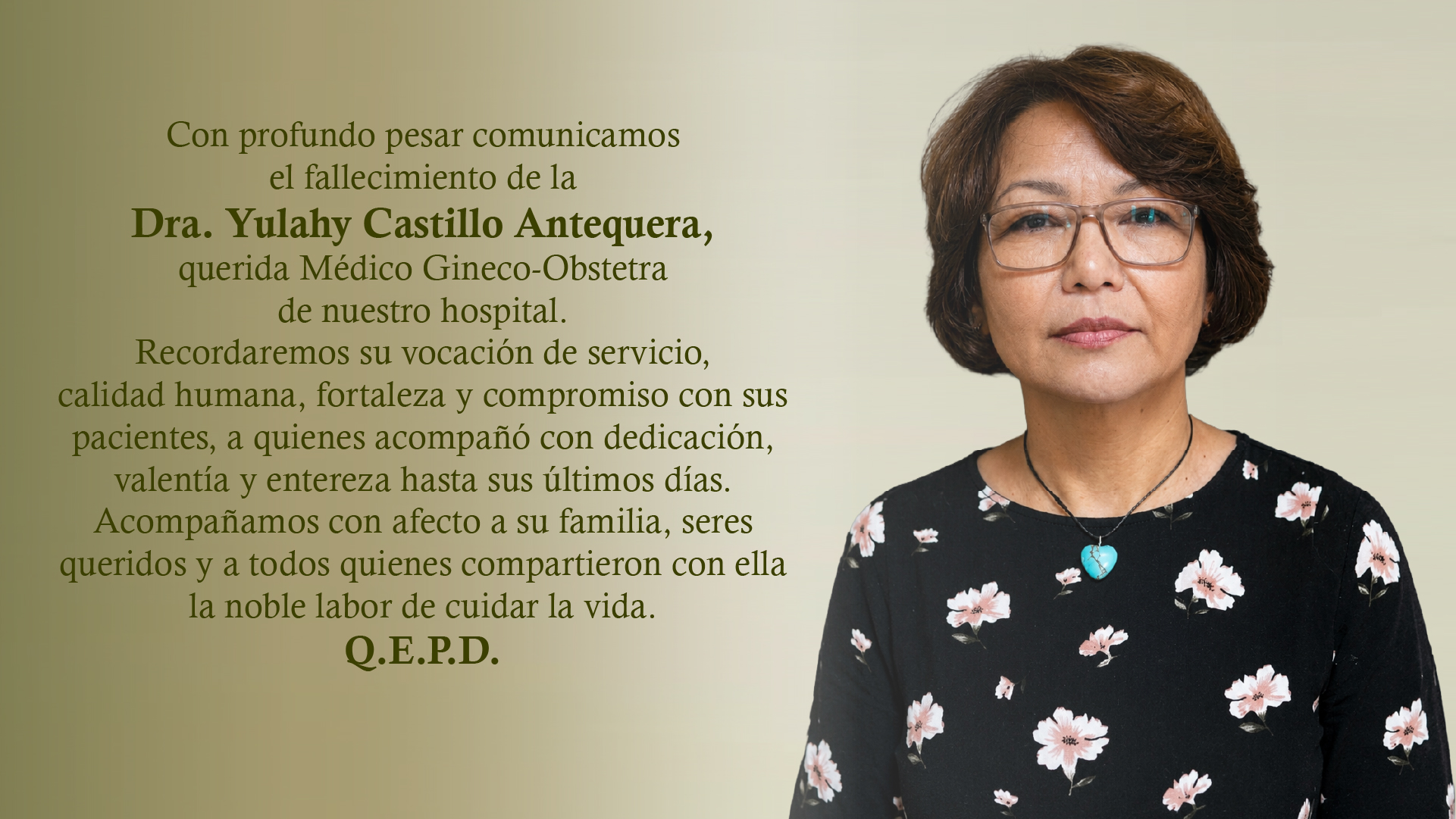 Hospital de Linares lamenta el sensible fallecimiento de la Dra. Yulahy Castillo Antequera